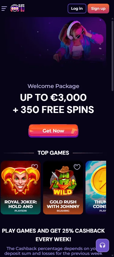 Slotsdj Casino mobile games interface