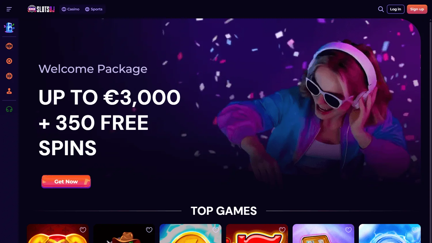 Slotsdj Casino desktop games interface